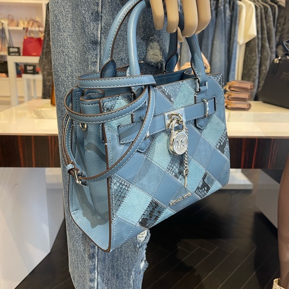 MICHAEL KORS Hamilton Small Patchwork Satchel Crossbody Bag
Cornflower 
NWT - Picture 6 of 16
